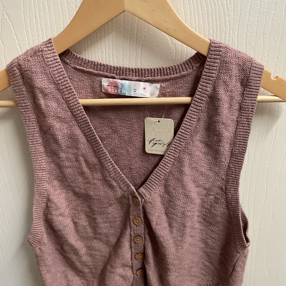 Free People Beach Cropped Button Up Sweater NWT Boho Revival W XS - Picture 13 of 13